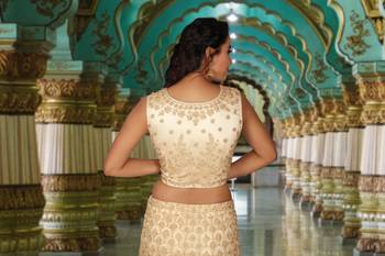 Cream Embroidered Net Readymade Lehenga Cholis 6