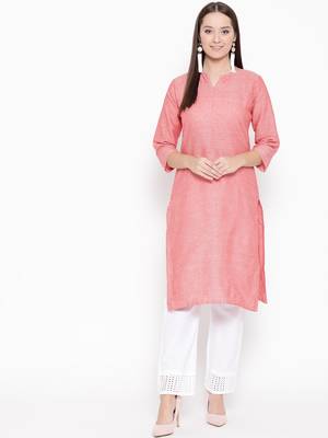 Red plain cotton cotton-kurtis 1