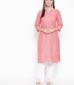 Red plain cotton cotton-kurtis