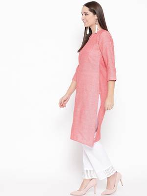 Red plain cotton cotton-kurtis 3