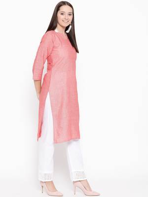 Red plain cotton cotton-kurtis 4