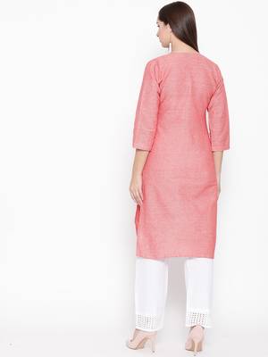Red plain cotton cotton-kurtis 5