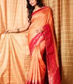 Peach woven silk saree with blouse