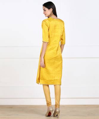 SWAGG INDIA Womens Wear Yellow Banarsi Brocade with Cotton Lining 2
