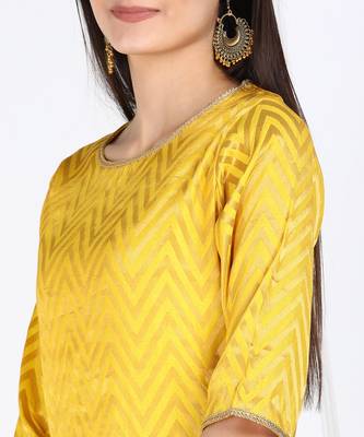 SWAGG INDIA Womens Wear Yellow Banarsi Brocade with Cotton Lining 3