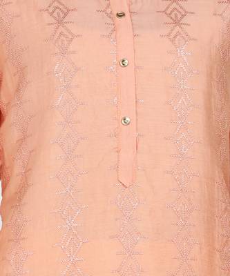 SWAGG INDIA Women Wear Viscose Chaderi Embrodiery Light Peach Kurta with Cotton Lining 4
