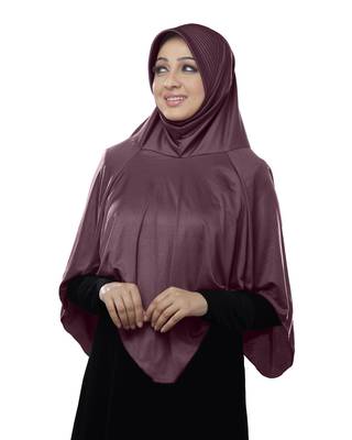 Coffee Poly Cotton Ready To Wear Islamic Hijab 4