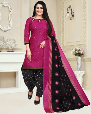 Magenta printed cotton salwar 1