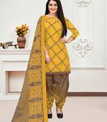 Yellow printed cotton salwar