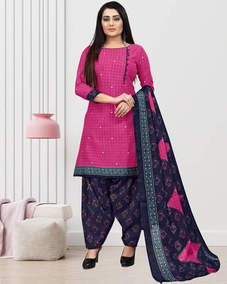 Magenta printed cotton salwar 1