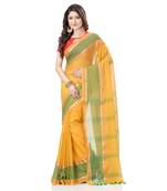 Yellow woven cotton saree with blouse