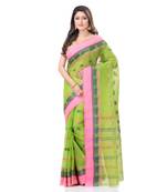 Green Woven Cotton Saree Without Blouse