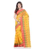 Yellow Woven Cotton Saree Without Blouse