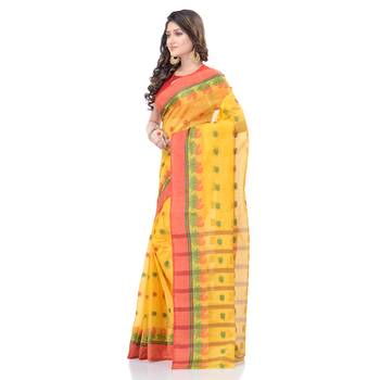 Yellow Woven Cotton Saree Without Blouse 2