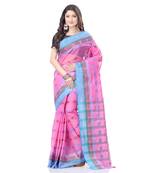 Pink Woven Cotton Saree Without Blouse