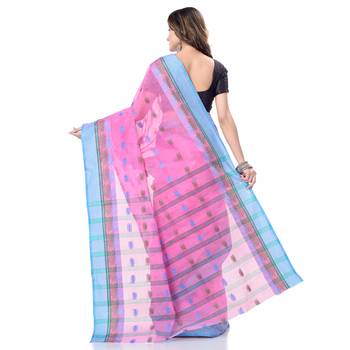 Pink Woven Cotton Saree Without Blouse 4