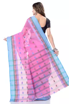 Pink Woven Cotton Saree Without Blouse