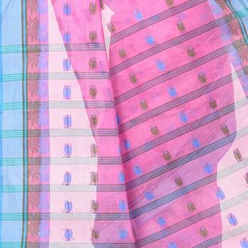 Pink Woven Cotton Saree Without Blouse 5