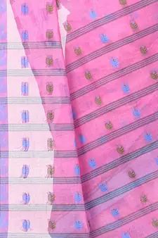 Pink Woven Cotton Saree Without Blouse