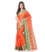 Orange Woven Cotton Saree Without Blouse