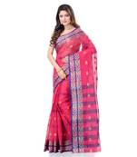 Pink Woven Cotton Saree Without Blouse