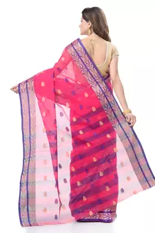 Pink Woven Cotton Saree Without Blouse
