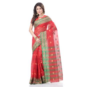 Red woven cotton saree  1