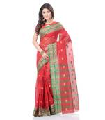 Red woven cotton saree 