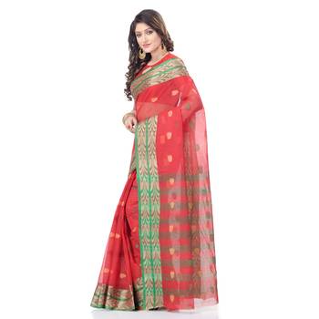 Red woven cotton saree  2