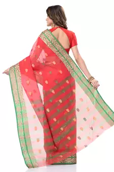 Red woven cotton saree 