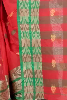Red woven cotton saree 
