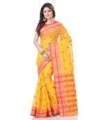 Yellow Woven Cotton Saree Without Blouse