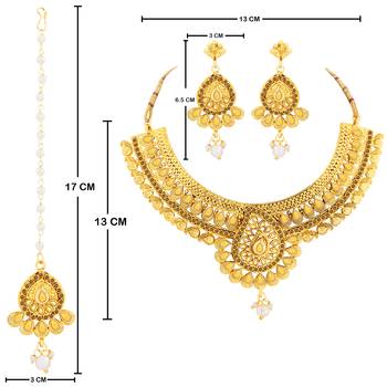 SILVER SHINE Gold Plated Traditional Neckalce Set Jewellery Set For Women Girls 3