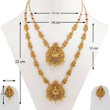 SILVER SHINE Gold Plated Traditional Neckalce Set Jewellery Set For Women Girls 4