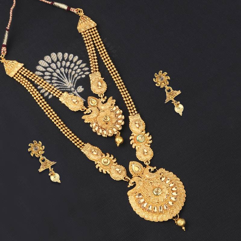 SILVER SHINE Gold Plated Traditional Neckalce Set Jewellery Set For Women Girls