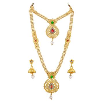 SILVER SHINE Gold Plated Traditional Neckalce Set Jewellery Set For Women Girls 2