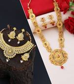 SILVER SHINE Gold Plated Traditional Neckalce Set Jewellery Set For Women Girls