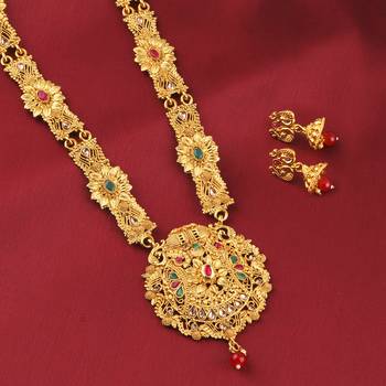 SILVER SHINE Gold Plated Traditional Neckalce Set Jewellery Set For Women Girls 2