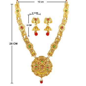 SILVER SHINE Gold Plated Traditional Neckalce Set Jewellery Set For Women Girls 4