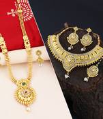 SILVER SHINE Gold Plated Traditional Neckalce Set Jewellery Set For Women Girls
