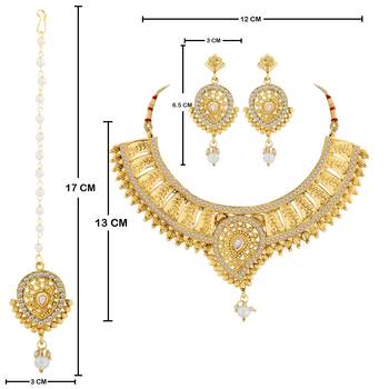 SILVER SHINE Gold Plated Traditional Neckalce Set Jewellery Set For Women Girls 3