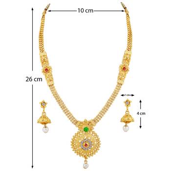 SILVER SHINE Gold Plated Traditional Neckalce Set Jewellery Set For Women Girls 4