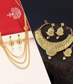 SILVER SHINE Gold Plated Traditional Neckalce Set Jewellery Set For Women Girls