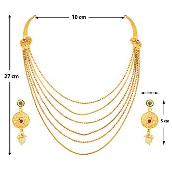 SILVER SHINE Gold Plated Traditional Neckalce Set Jewellery Set For Women Girls 4