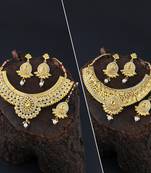 SILVER SHINEExculsive Traditional Gold Plated Designer Choker Set Jewellery Set For Women Girls
