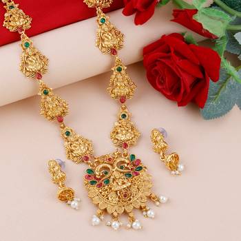 SILVER SHINE Gold Plated Traditional Designer Long Jewellery Set For Women 2