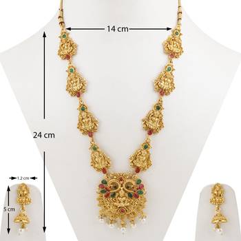 SILVER SHINE Gold Plated Traditional Designer Long Jewellery Set For Women 4