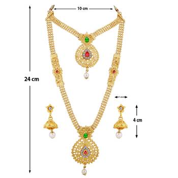 SILVER SHINE Gold Plated Traditional Designer Long Jewellery Set For Women 5
