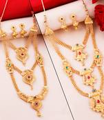 SILVER SHINE Gold Plated Traditional Designer Long Jewellery Set For Women