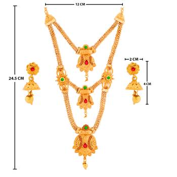 SILVER SHINE Gold Plated Traditional Designer Long Jewellery Set For Women 4